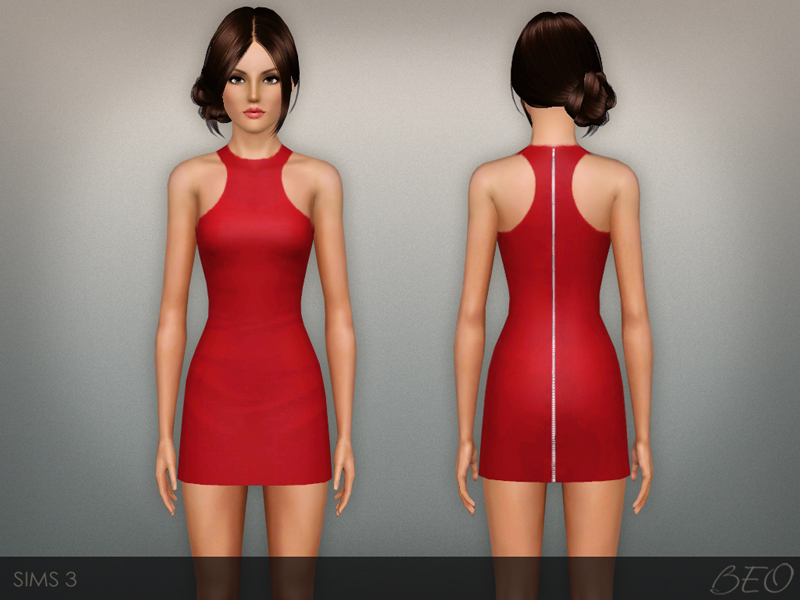 Zip back mini dress for Sims 3 by BEO